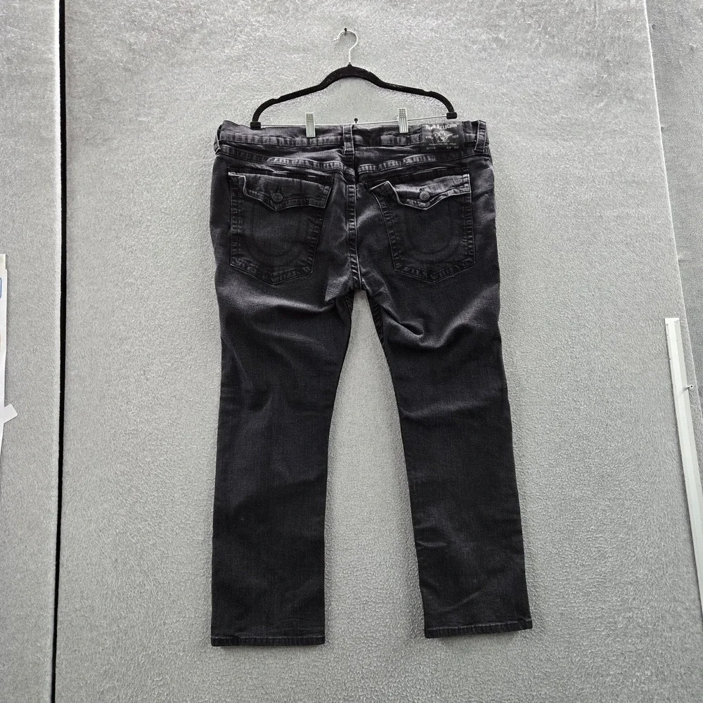 True Religion Men Jeans 42 Black Denim Ricky Straight 28